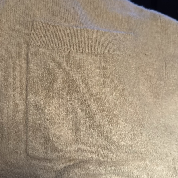 LOFT tan open front long cardigan sweater ribbed hem, collar and front sz M - Picture 6 of 6